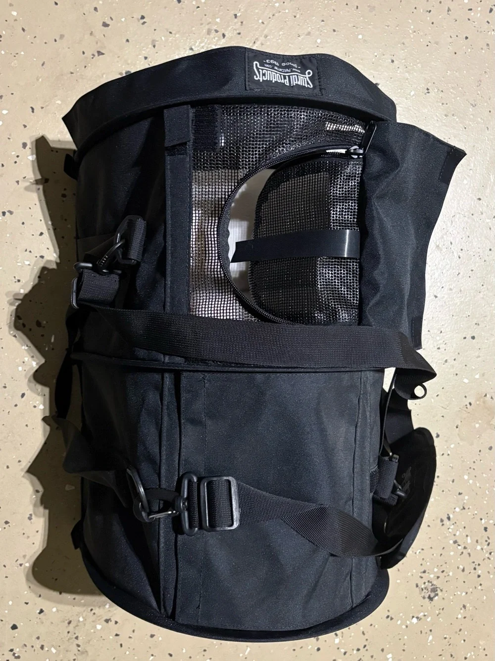 Black Pet Travel Duffel — Breathable Mesh Carrier